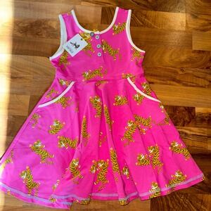 Finding Foxtale Girls Dress Size 7 Pink Tiger Print Sleeveless Pockets NWT tank